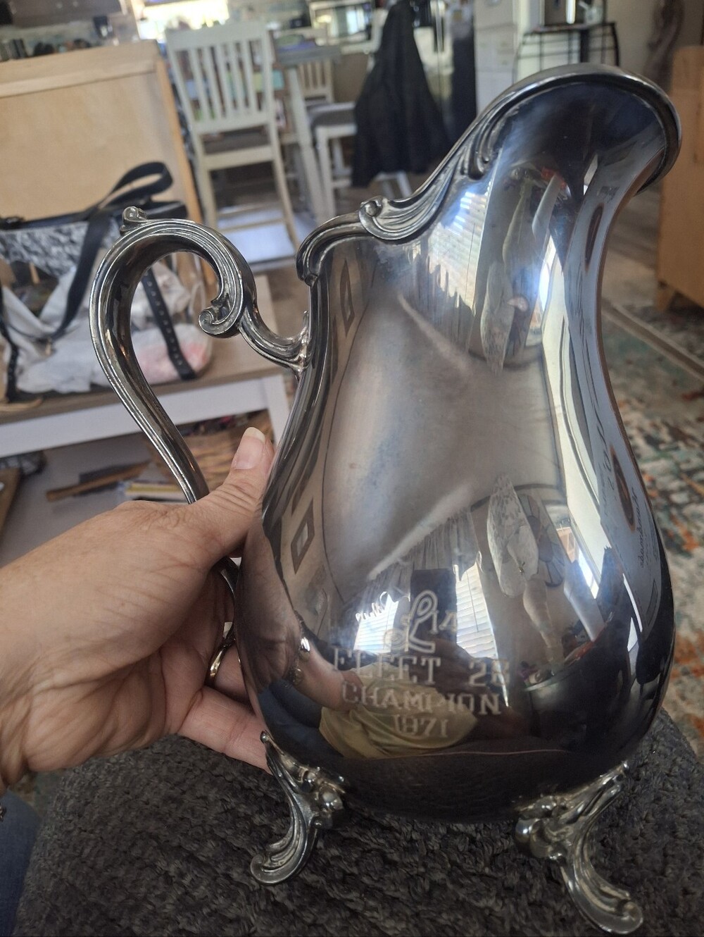 Vintage Style Silver Pitcher - Polished Silver Finish - Picture 5 of 5